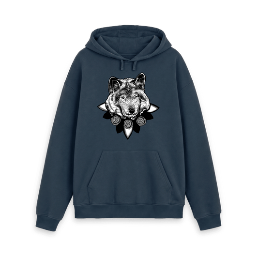 Navy Printed Hoody Front