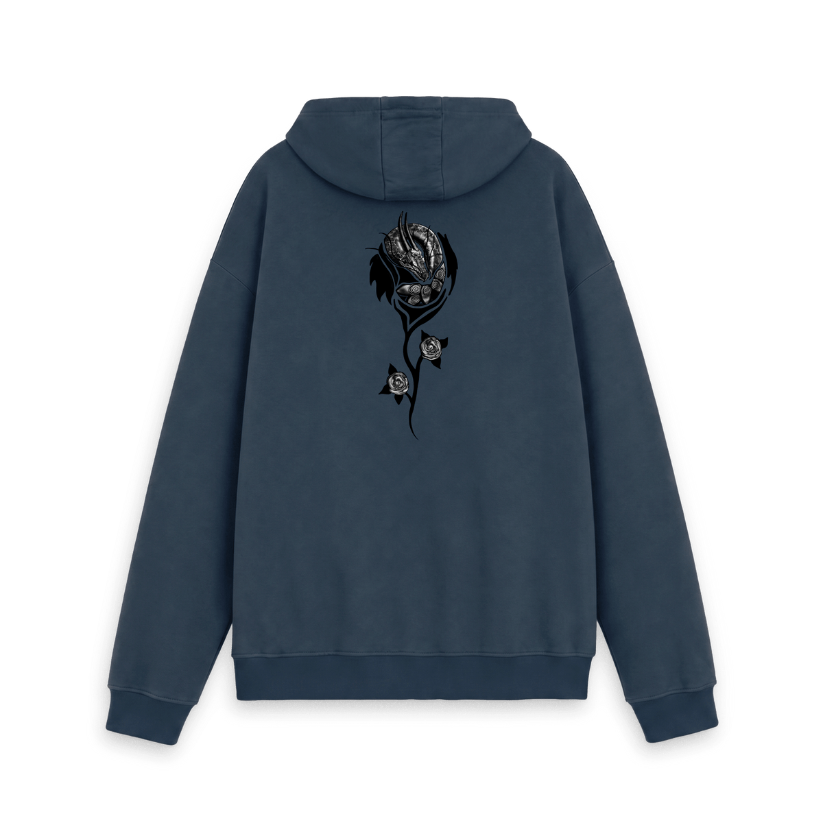 Navy Printed Hoody Back