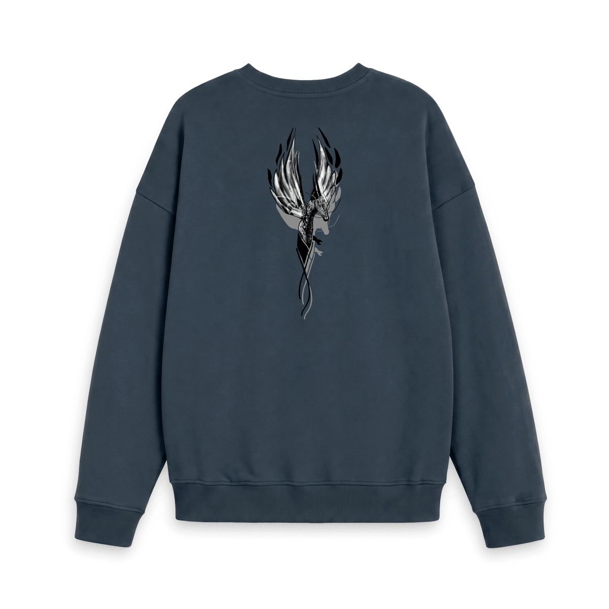 Navy Blue Printed Sweater Back