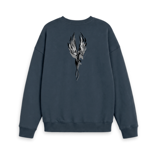 Navy Blue Printed Sweater Back