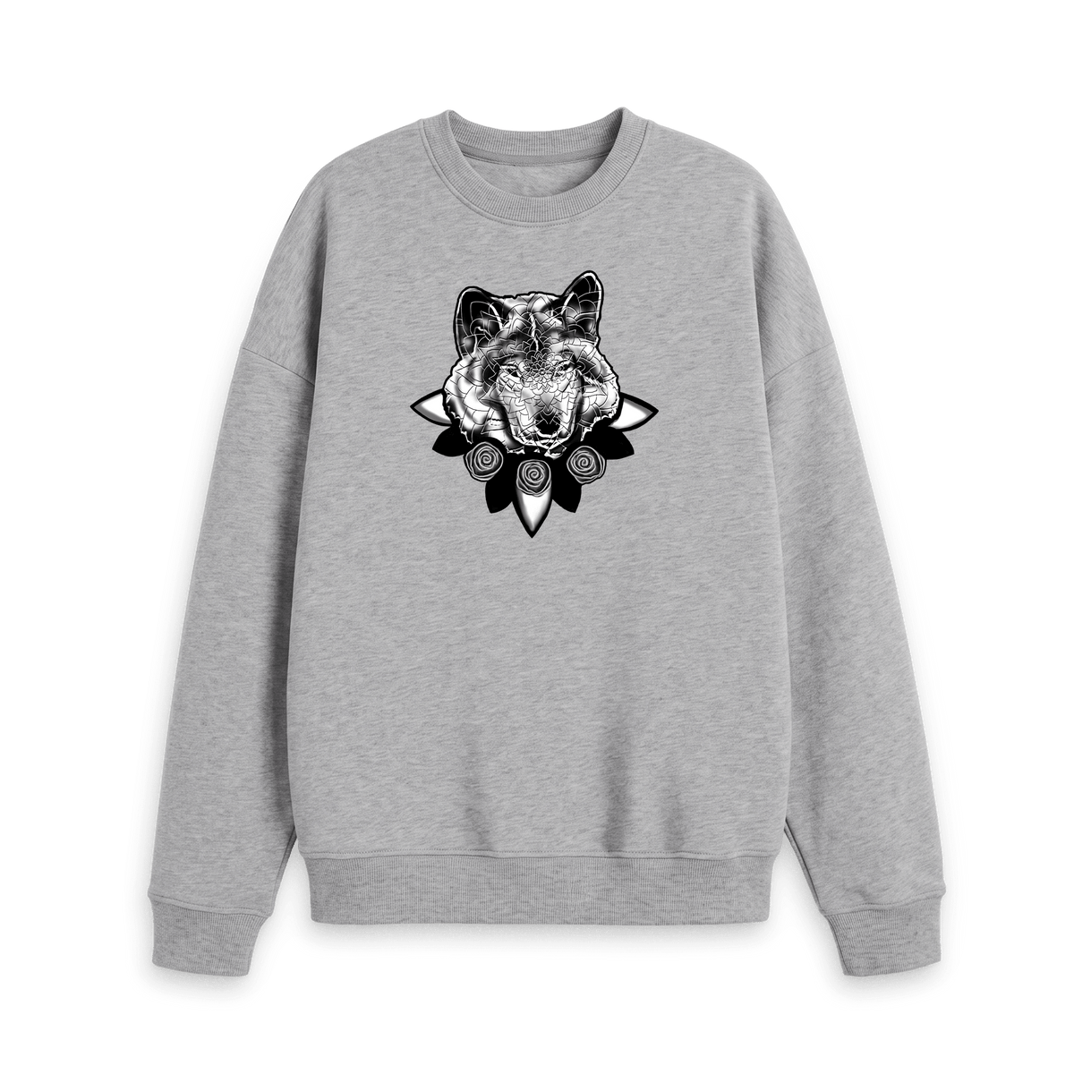 Athletic Grey Printed Sweater Front
