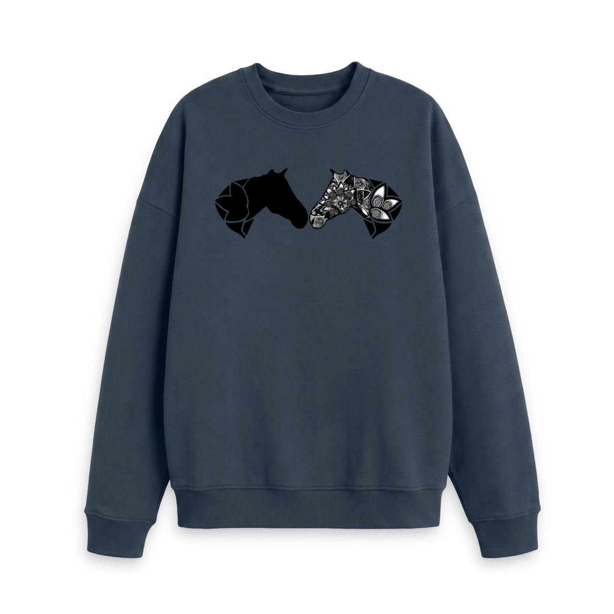 Navy Blue Printed Sweater Front