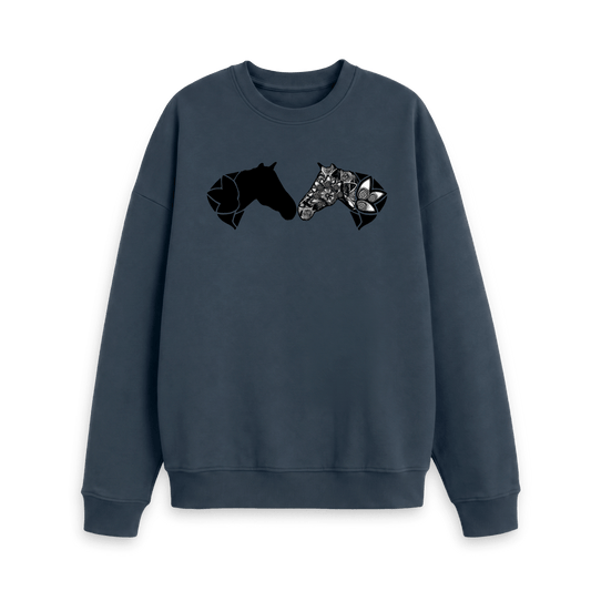 Navy Blue Printed Sweater Front