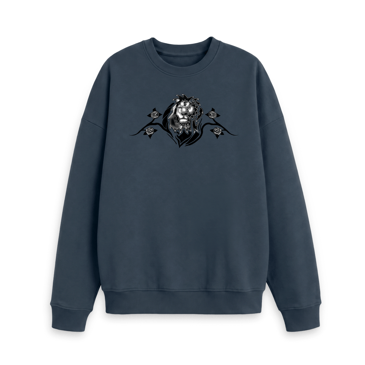 Navy Blue Printed Sweater Front