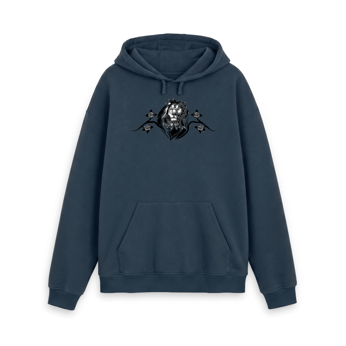 Navy Printed Hoody Front