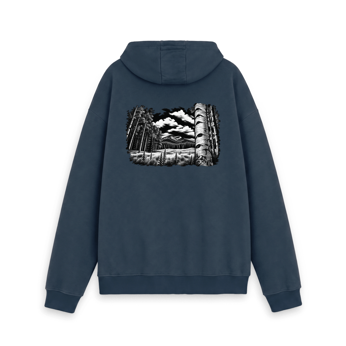Navy Printed Hoody Back