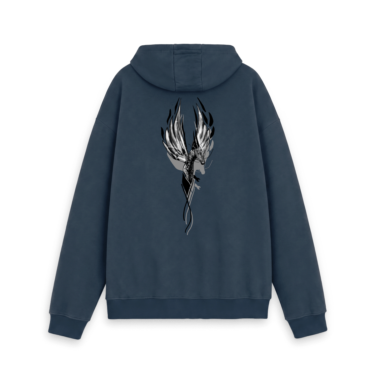 Navy Printed Hoody Back