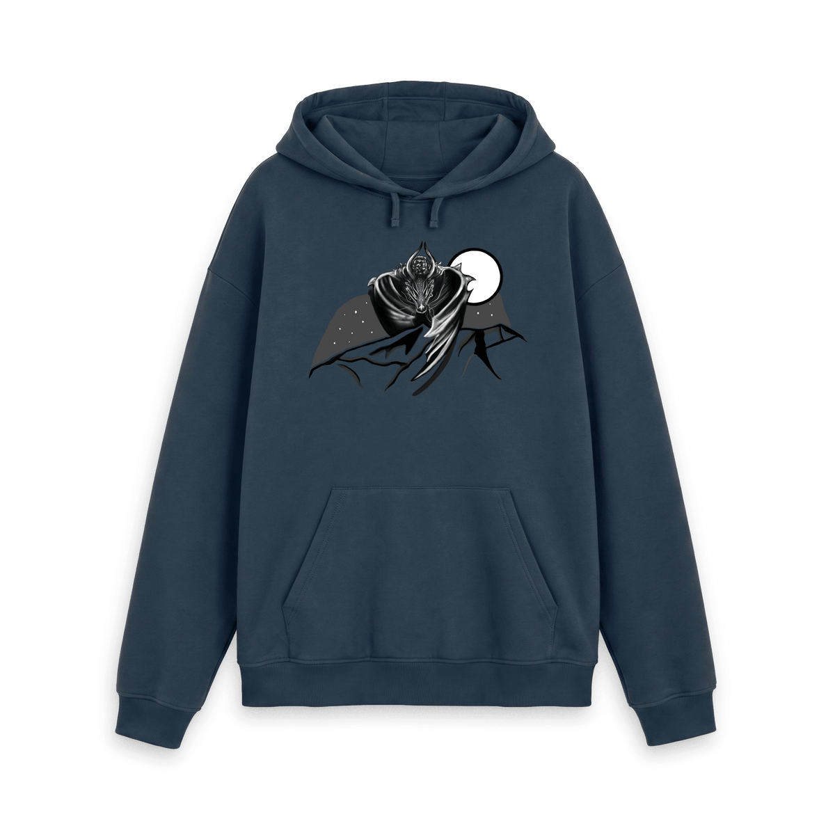 Navy Printed Hoody Front