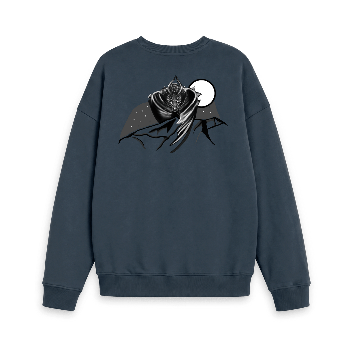 Navy Blue Printed Sweater Back