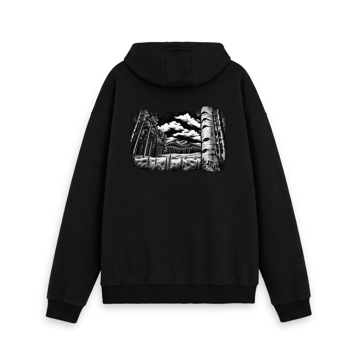 Black Printed Hoody Back