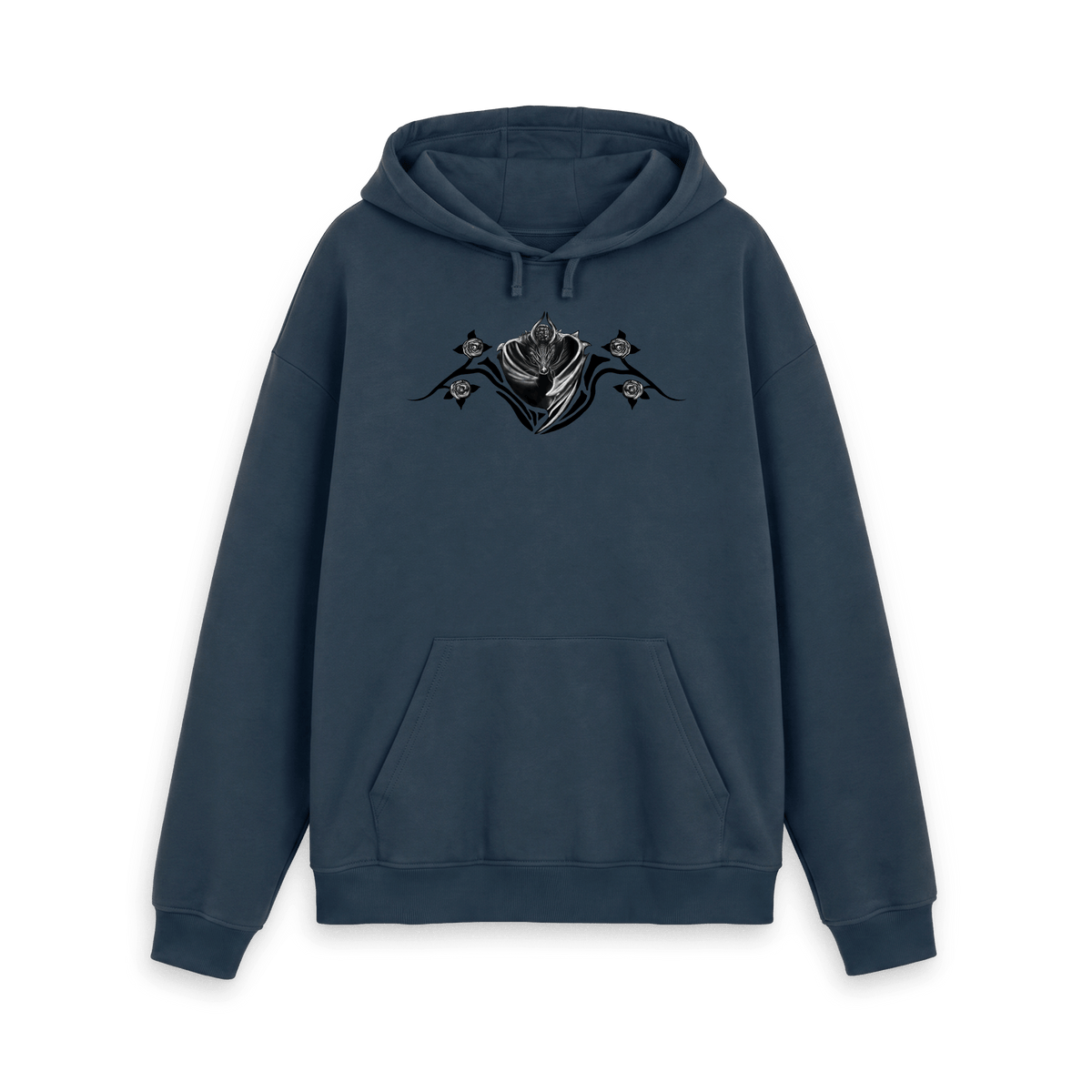 Navy Printed Hoody Front