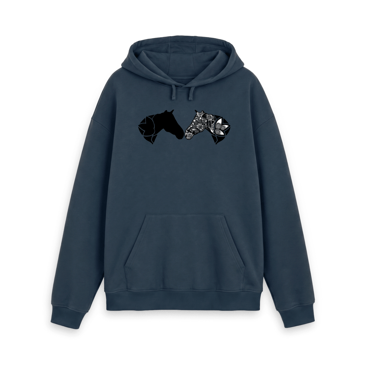 Navy Printed Hoody Front