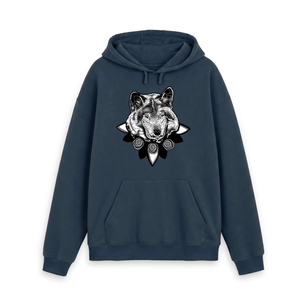 Navy Printed Hoody Front