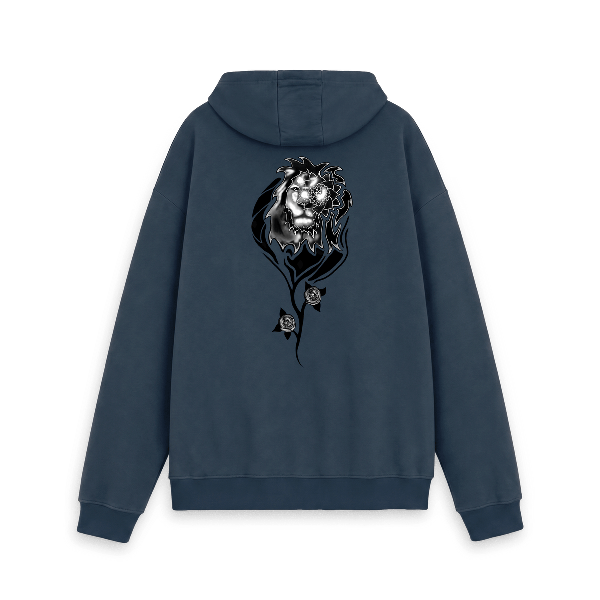 Navy Printed Hoody Back